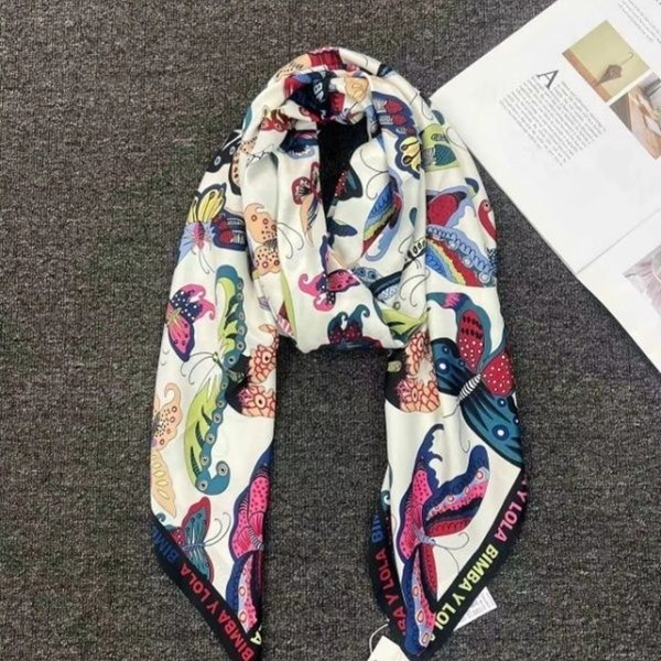 Fashion Women Summer Bohemian Style Colorful Butterfly Charms Big Square Thin Silk Scarf 130cm