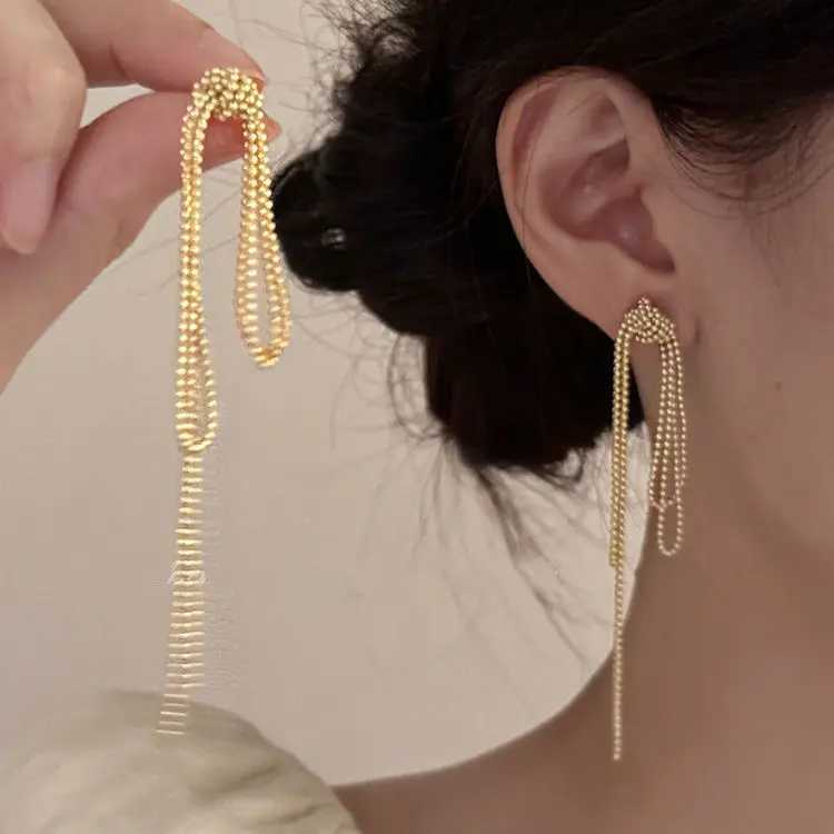 2025 New Arrival Korean Vintage Knot Long Tassel Dangle Earrings For Women Fashion Geometric metal jewelry party Gifts Y250401