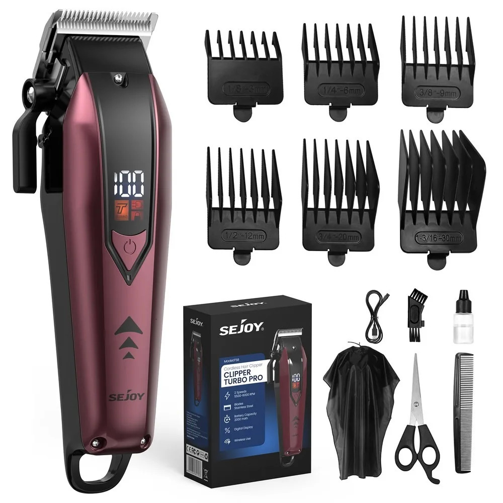 Sejoy Professional Hair Clippers for Men Trimmers Set for Barber Cordles with LED Display Slick Hair Cut SelfSharpening Blades 251030