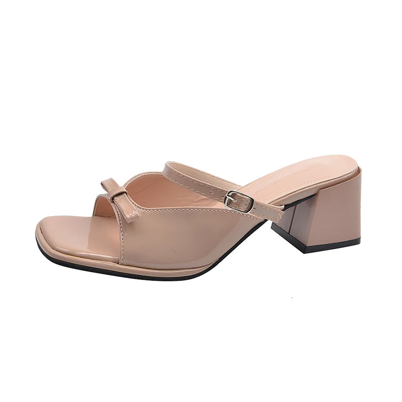 Summer womens open toe thick sole slider fashion bow comfortable outdoor party dress shoes 250402BJ - view 7