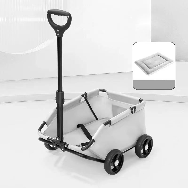 Dog stroller Small dog pet stroller out pull rod car foldable dog walking portable travel convenient four seasons available