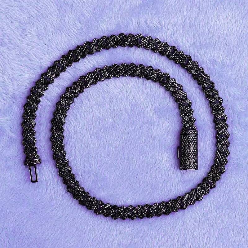 Hip Hop Fine Jewelry Passd Diamond Tester 925 Sterling Silver Iced Out 8MM VVS Black Moissanite Prong Cuban Link Chain for Men