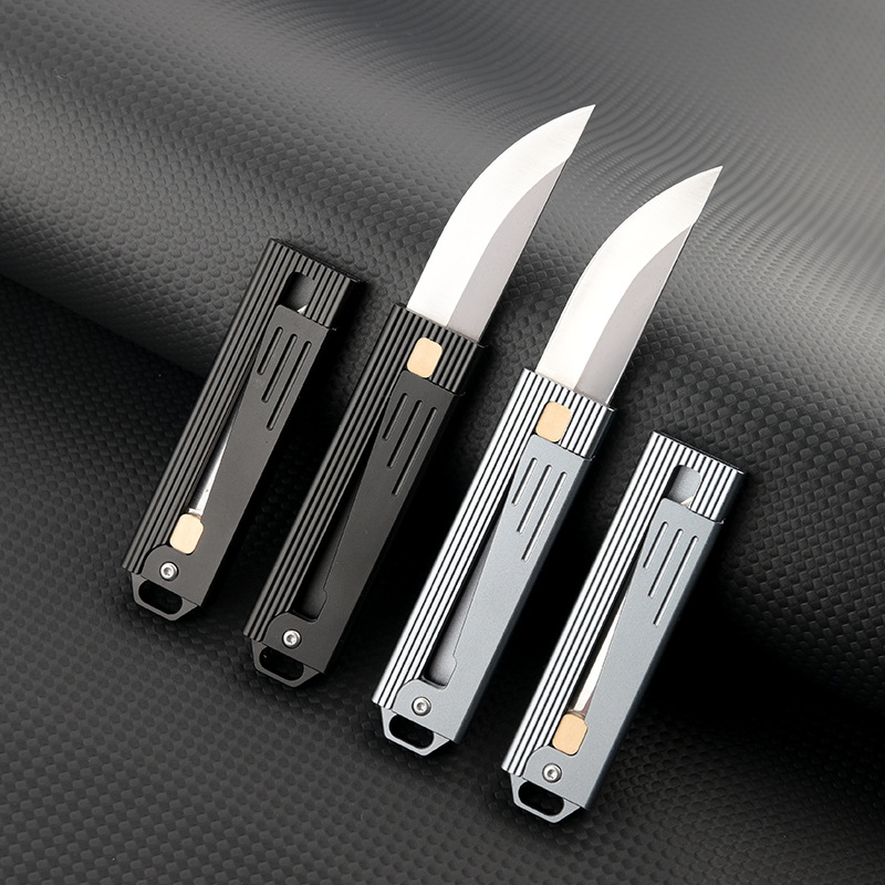 Mini Mechanical Gravity Pocket Knife D2 Steel Blade Aluminum Handle Portable Keychain Knife Camping Outdoor Tool EDC Knives SelfDefense