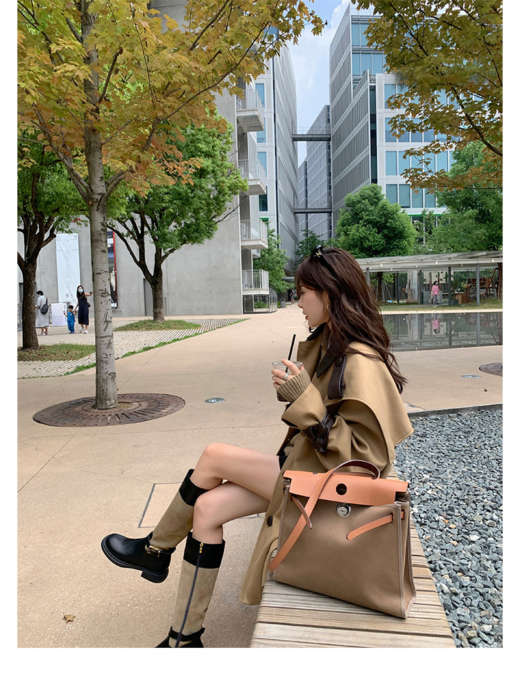 Fashionable retro color blocking design belt buckle Martin boots autumn and winter new thick heel genuine leather women's boots sexy luxury desig