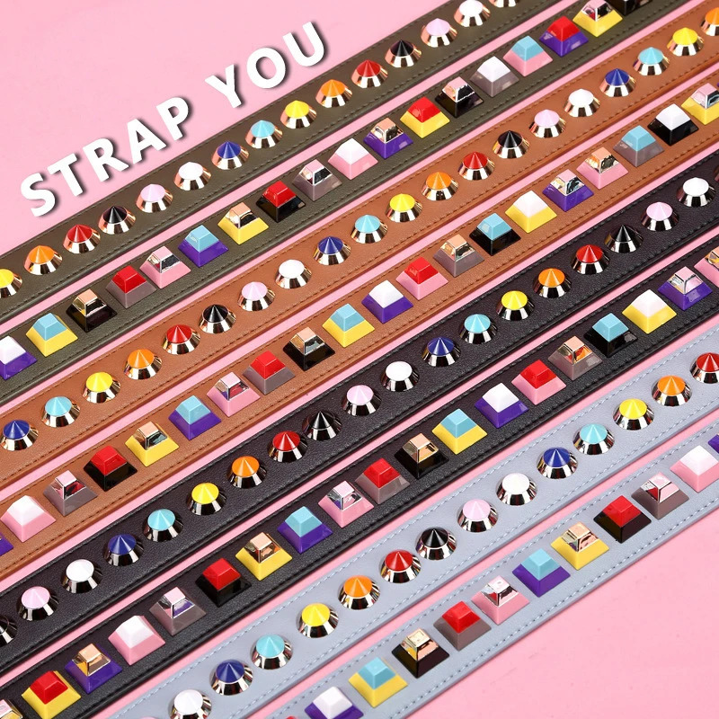 Woman Bag Straps High Quality Rivet Shoulder Straps Wide Bag Strap Collide Color Joker Flower Strap Crossbody Parts Acessorios 251030