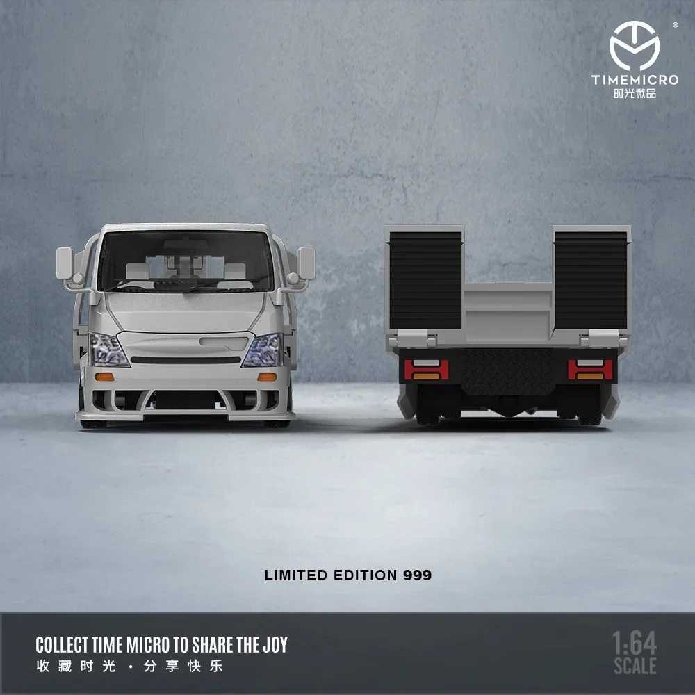 TimeMicro 1 64 H300 transport trailer and GTR35 silver and blue painted alloy car models for collection display and gifting X250402
