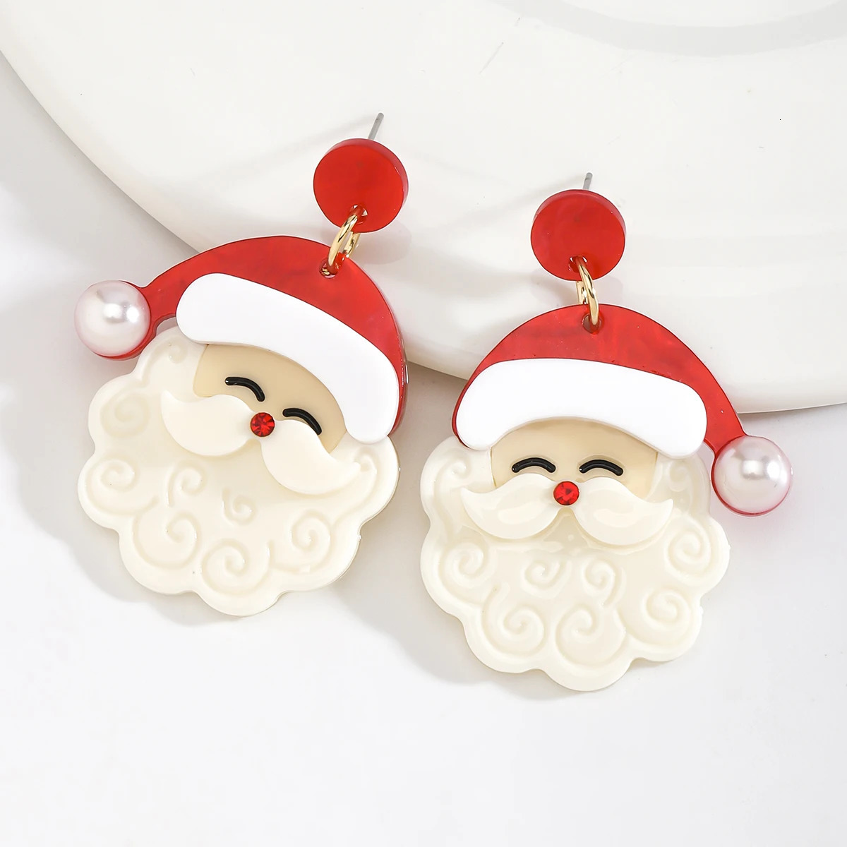 lady Bohemian Pink Santa Claus Crystal Dangle Earrings Cute Acrylic Santa Earrings Christmas Party Dress up Props 251031