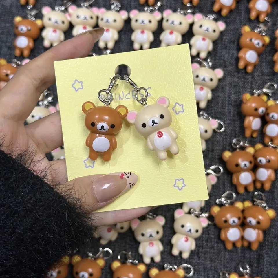 Kawaii Rilakkuma Keychain Cute Cartoon Anime Student Backpack Pendant Doll Bag Pendant Birthday Gift 3D Girl Toy W250402