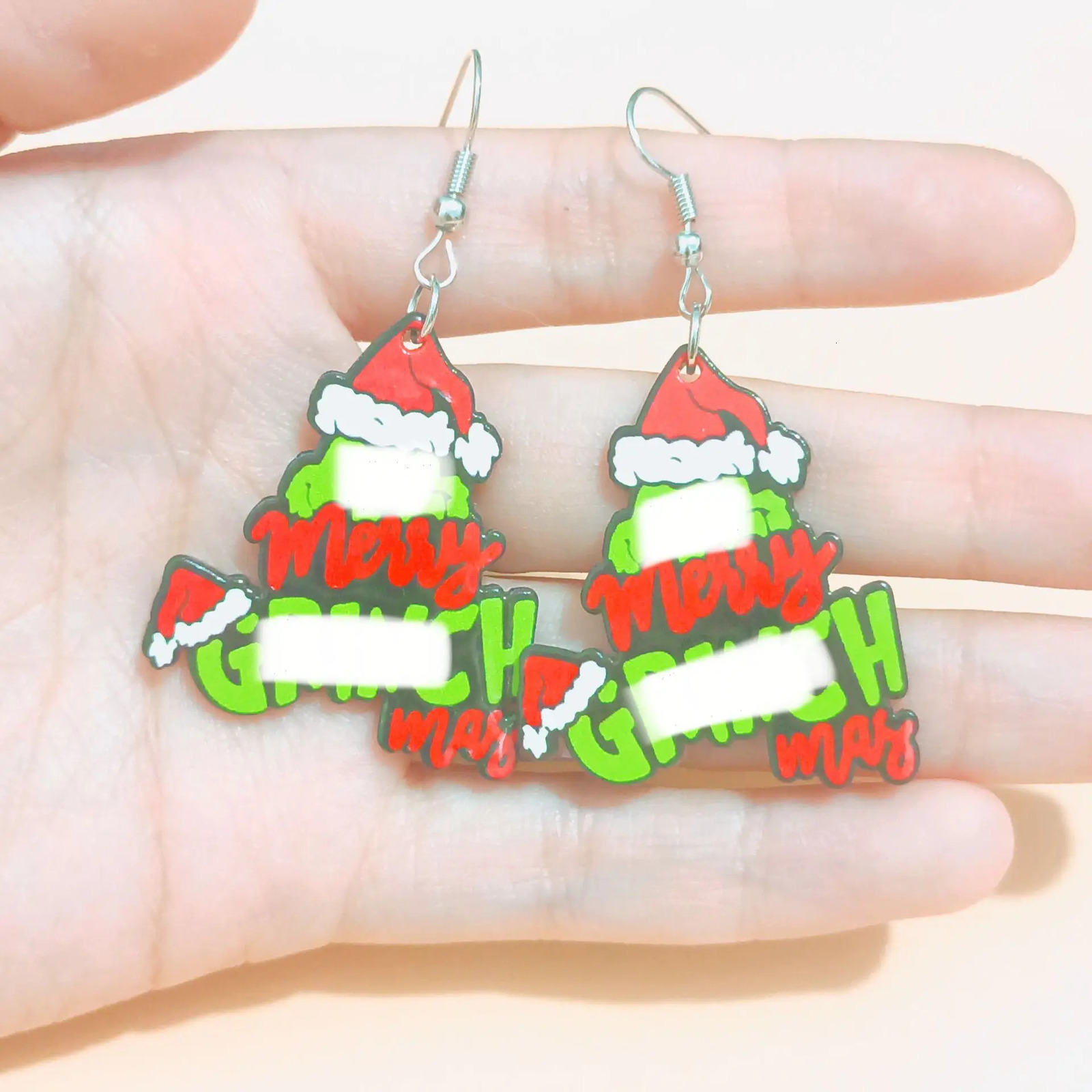 1 Pair Acrylic Santas Hat Frog Earrings Cartoon Figure Ear Pendants for Women Ear Rings Merry Christmas Festival Party Gifts 251031