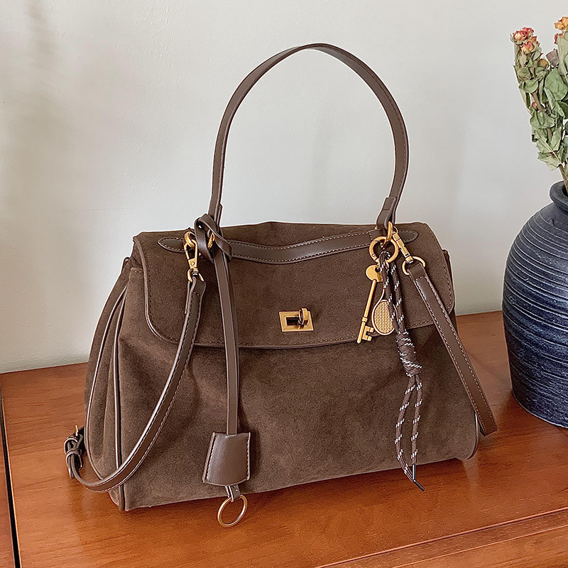 Designer Tote Women's Retro Fashion Suede Handbag Casual Large Capacity Single Shoulder Crossbody Bag