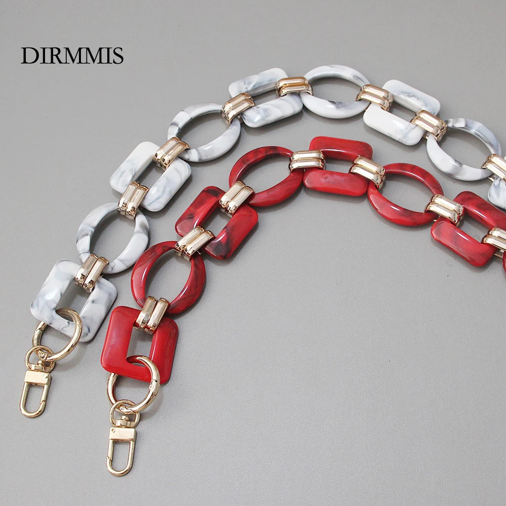 Fashion Woman Bag Accessory Detachable Replacement Red Ink Acrylic Metal Chain Strap Women Shoulder Clutch Chains 251030