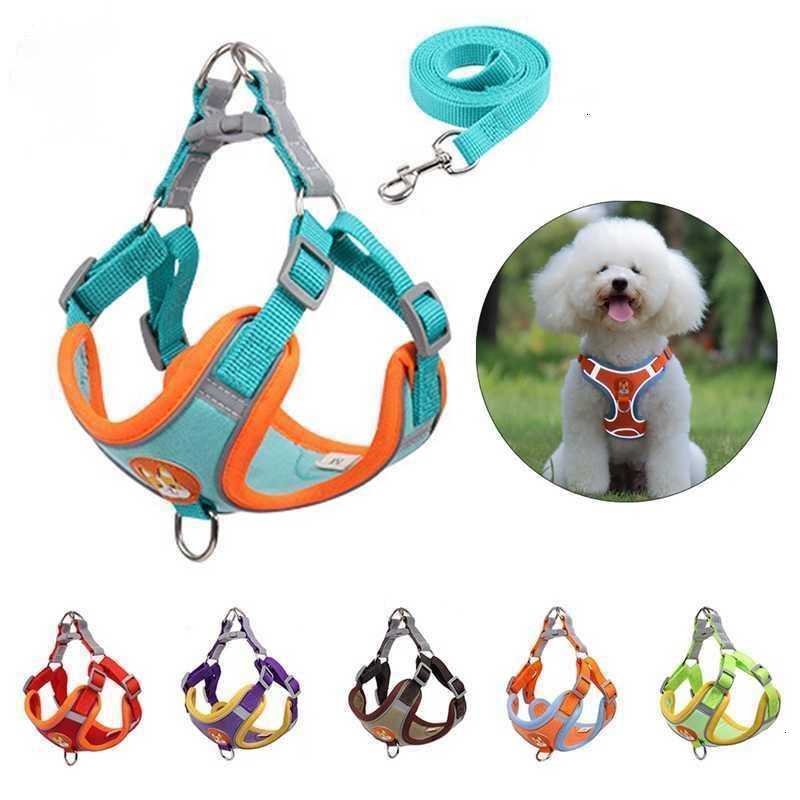 Set Walking Dog Harness and Leash No Adjustable Puppy Cat Vest Reflective Pull Lead Pet for Small Dogs Chihuahua