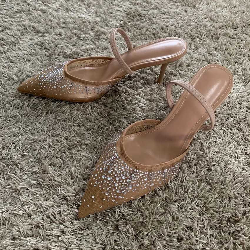 Summer Womens Sandals Water Diamond Bright Mesh High Heels Elegant Bounce Backlight Slide on Party Pump Shoes 250402BJ - view 5