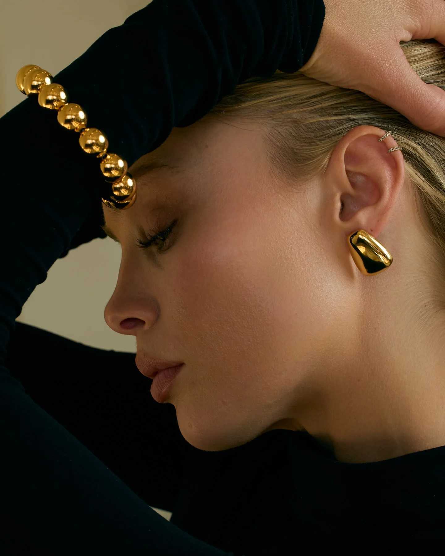 2025 New Design Fashion Stainless Steel Geometric Trapezoid Ear Studs Womens Accessories Party Waterproof Jewelry Gift C251103