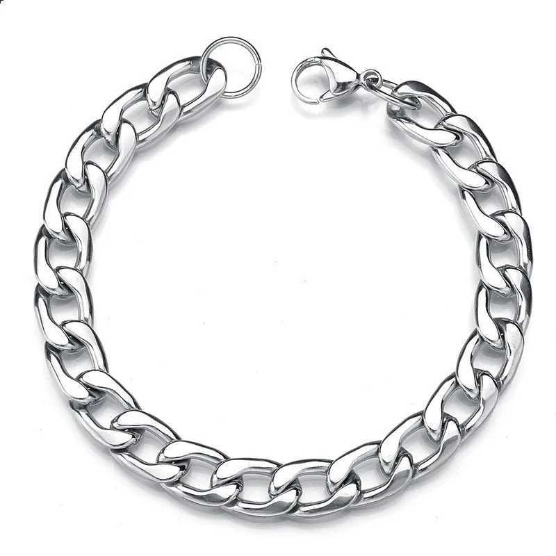 Hot selling 6/8/10MM stainless steel Cuban chain bracelet fashionable hip-hop rock style mens chain bracelet party gift jewelry Y250329