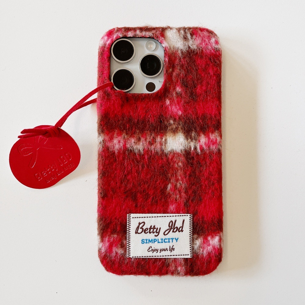 Plush Color-Block Simple Phone Case Compatible with iPhone 17/16 Pro Max Niche Anti-Drop iPhone 15/14 Pro
