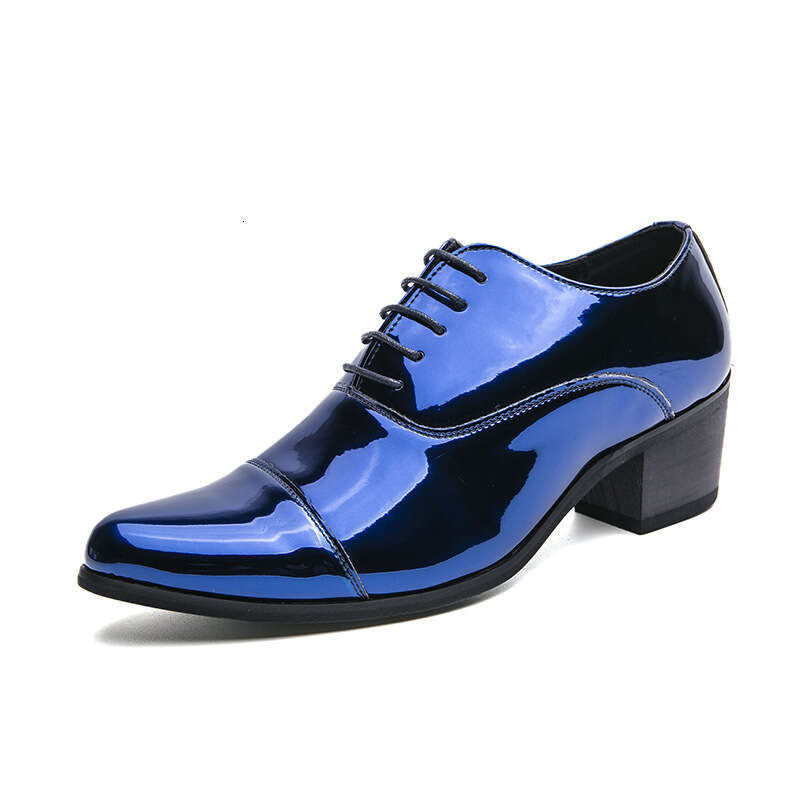 Large pointed high heels men's British style hairstylist, glossy leather shoes, casual business dress shoes