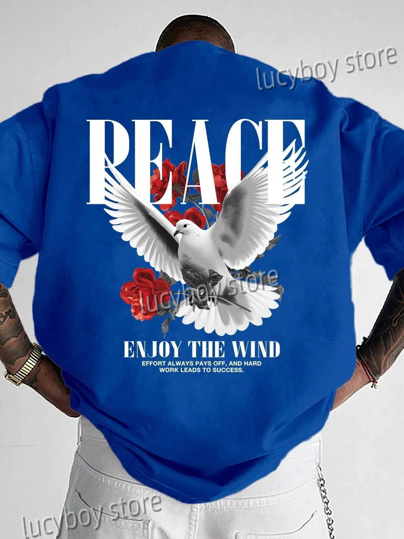 Men Summer 3D Peace Dove Printed T-Shirt Man Short Sleeve Round Neck Fashion TeeS Vintage Casual Oversize Tops Men Clothes X250403