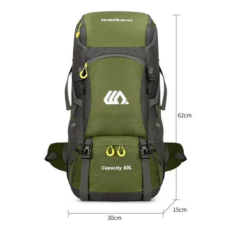 50L travel backpack camping bag mens large hiking bag waterproof outdoor sports climbing mountaineering bag camping equipmentC250407