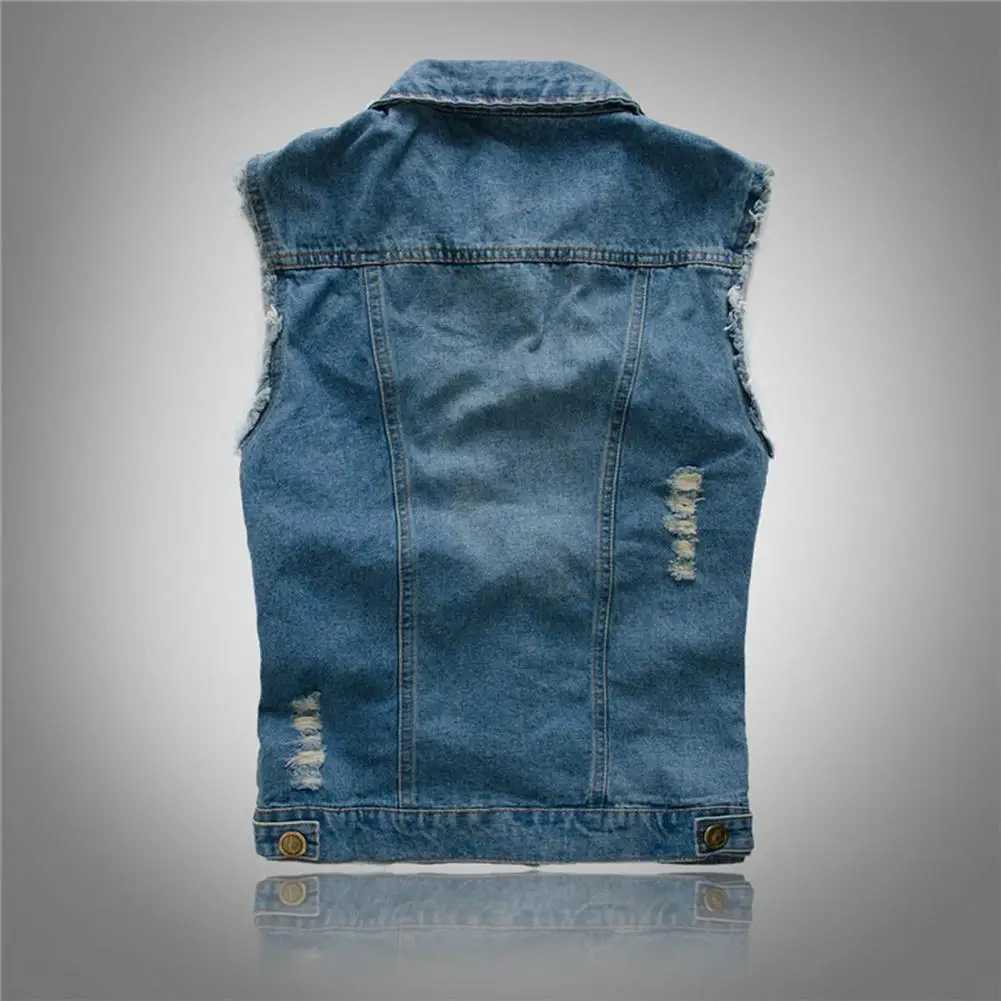 New 2024 Mens Sleeveless Jeans Jacket Men Oversize 4XL Blue Denim Jeans Vest Men Cowboy Denim Vest Mens Jeans Waistcoat X250403
