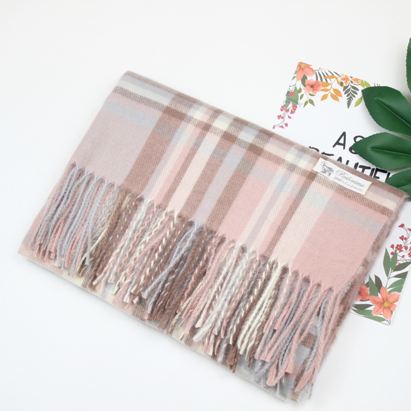 K294 Scarf wholesale new imitation cashmere color check scarf women's cross-border Korean autumn and winter checkered scarf tassel shawl neck sca