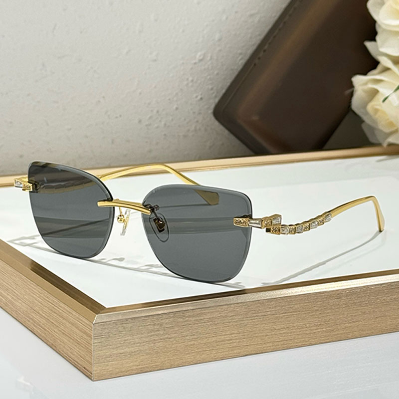 Lady Square Sunglasses Fashion Designer Square Frameless Grey Lens Enamel Metal Leg Personalized Design Casual Style Sunglasses BV182 with Box