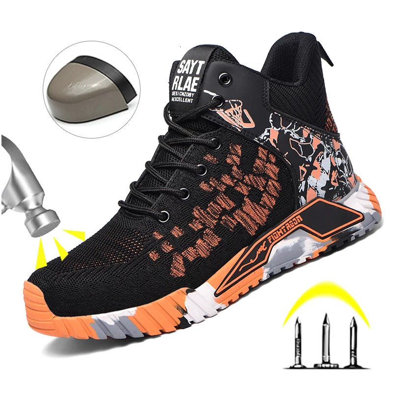 High Top Protective Safety Shoes Men Steel Toe Work Shoes Men Women Work Safety Boots Anti Smash Safety Indestructible WorkBoots 251030