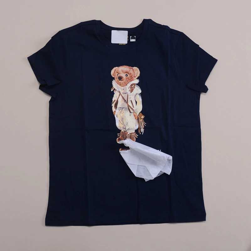 2025 Summer New Mens High Luxury Cartoon Bear Print Short-sleeved T-shirt Men and Women The Same Loose Cotton Shirt X250403