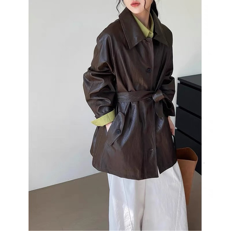 Brown Leather Jacket for Women 2025 New Style Trendy Jacket for Petite Women Early Spring Super Stylish 241125