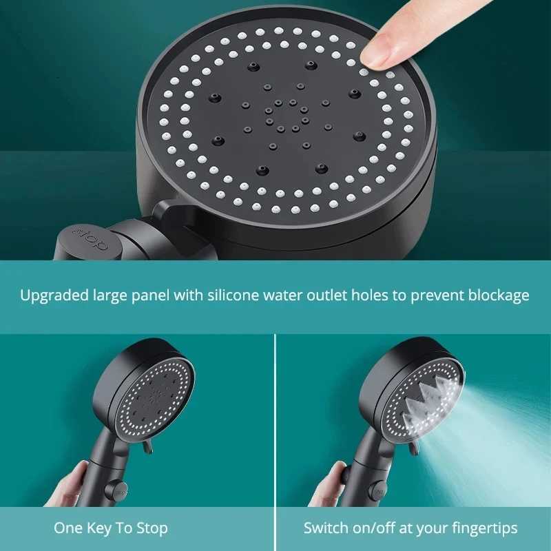 5 Modes Adjustable Shower High Pressure Shower Onetouch Water Stop Handheld Shower Bathro Accessories Y251103