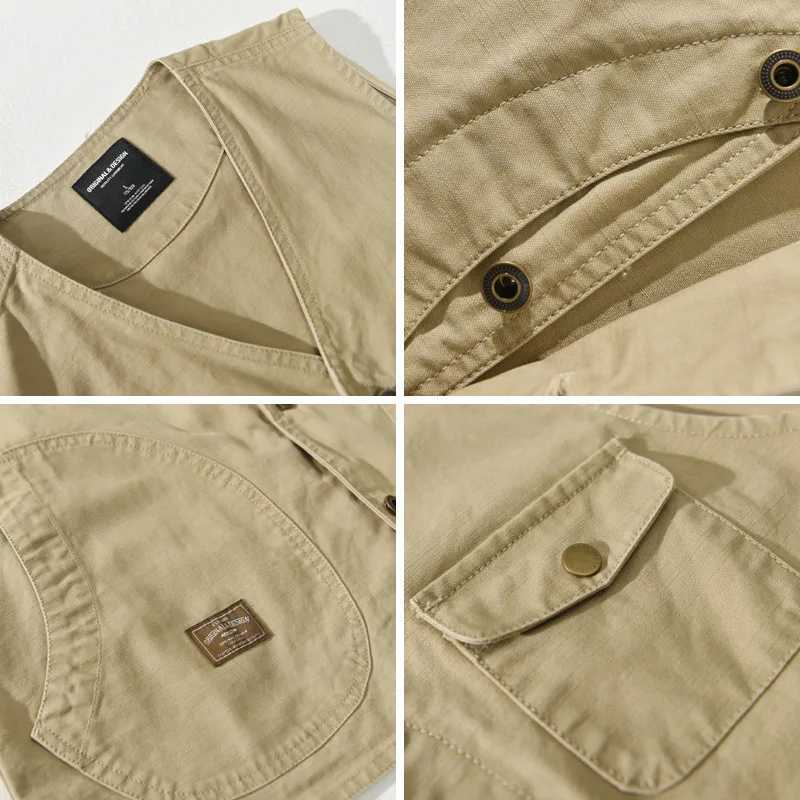Japanese cargo vest men 2024 autumn new fashion brand outdoor multi-pocket sleeveless vest coat vest X250403