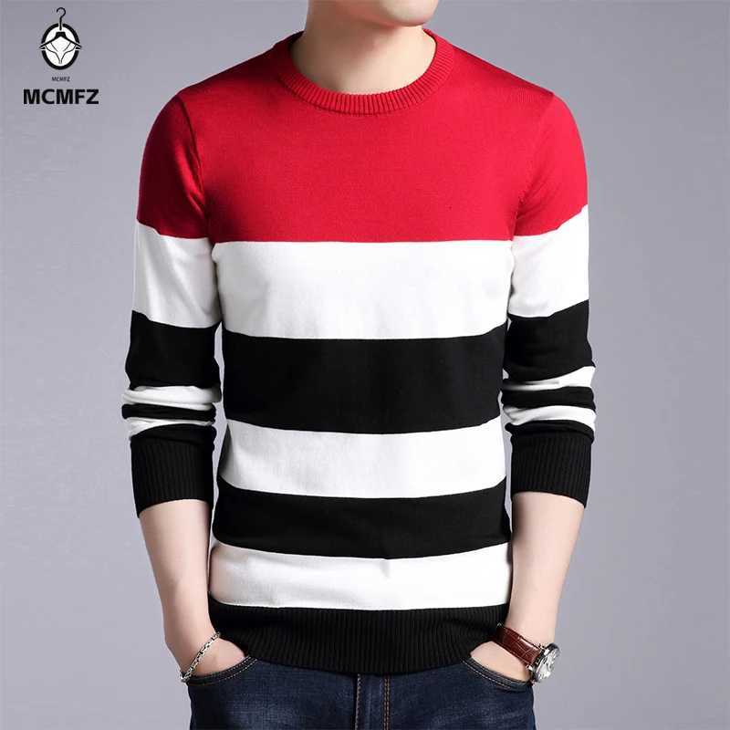 New Mens Casual Striped Long Sleeved Knitted Shirt Fashionable and Comfortable All Season TopT251103