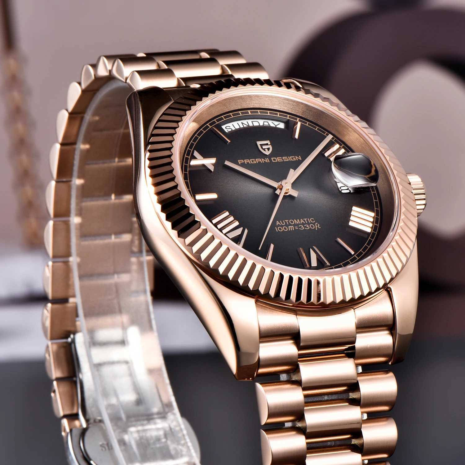 2025 New PAGANI DESIGN Mens Watch DD36 Rose Gold Luxury Automatic Watch For Men Mechanical Wristwatches Sapphire Mirror ClockW251104