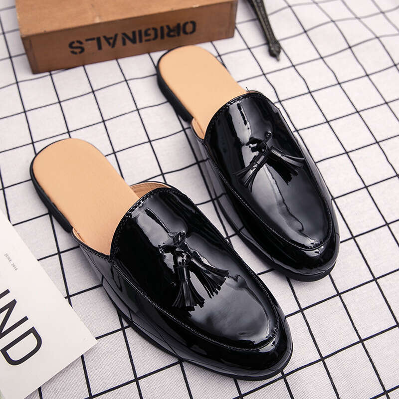 Men's plus size, spring and summer new styles, casual fashionable covers, semi leather shoes, trendy hairstylists, one foot shoes