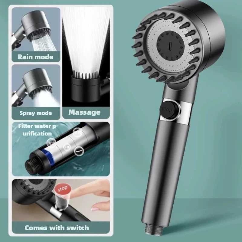Shower filter four modes bathro accessories massage shower replete for shower s knobs showers parts fixture he Y251103