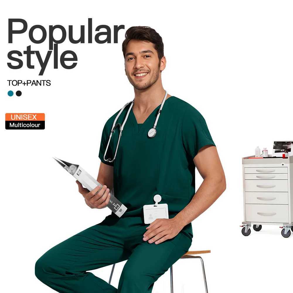 Men Medical Uniforms Women Scrubs Sets Hospital Surgical Gowns Tops Pant Nurses Accessories Dental Clinic Salon Spa Work Clothes J251103