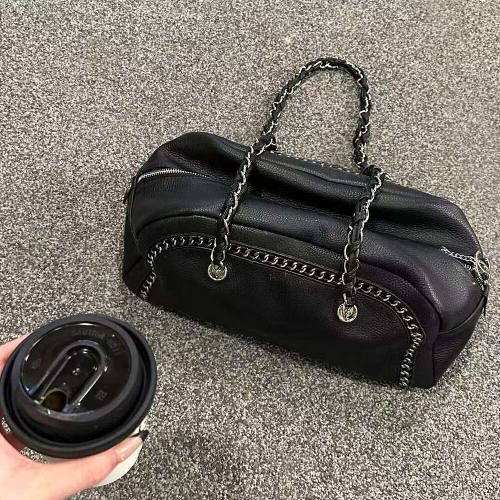 New Vintage Leather Fashion Chain Single Shoulder Underarm Handheld Bowling Bags