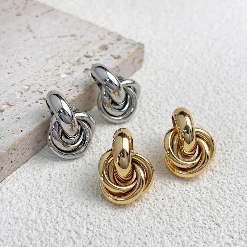 Gold SIlver Color Knot Hoop Earring for Women Fashion Shiny Plating Trendy Twist Stud Earring Stud Cute Daily Wear Jewelry Gifts C251103