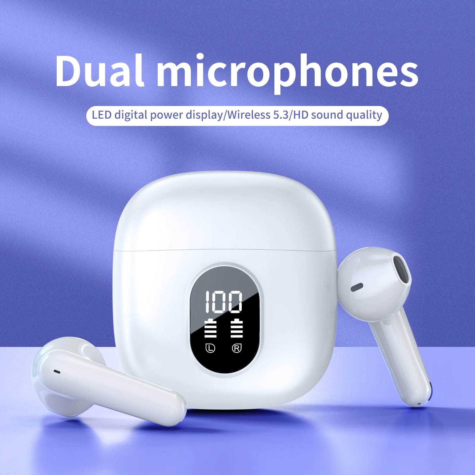 Original Wireless earbuds TWS i52 Bluetooth ENC Earphones Noise Cancellation 8 hours ENC headset Digital Display i52 Headphones 251103