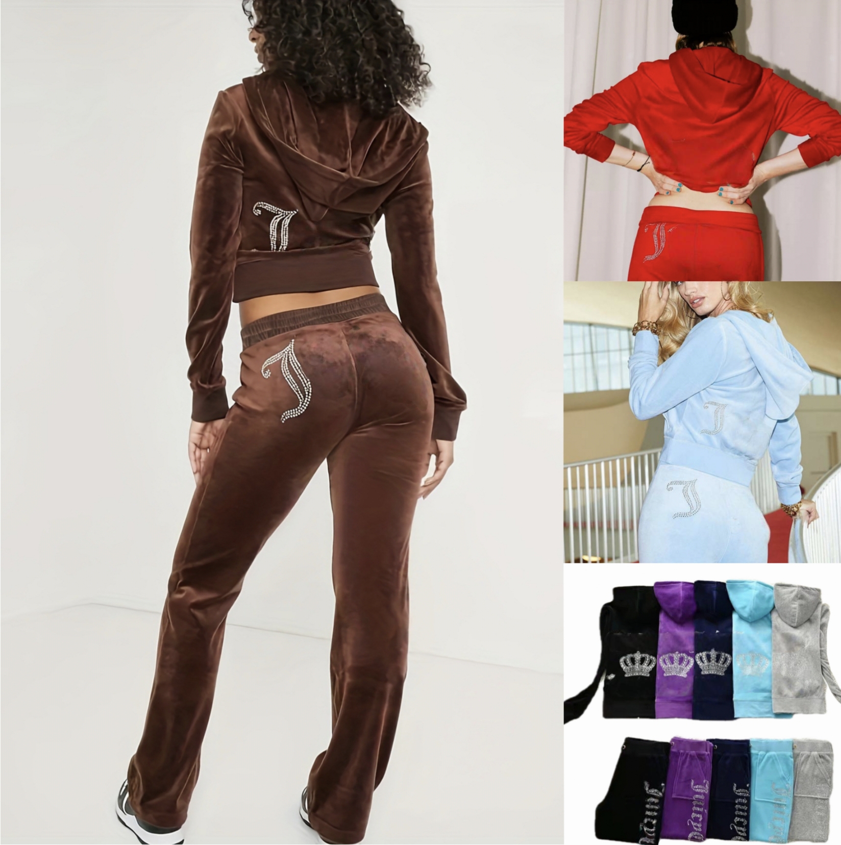 Tracksuit Fashion Set Women Designer coat Clothes Tracksuit Women Sporting Red Suits Slim Casual Velvet Women Set Track Suit Sweatsuits