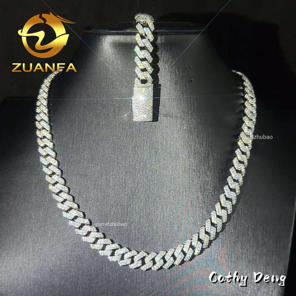 Fast Shipping Dia Hip Hop Jewelry 10mm Moissanite k Sier Iced Out Cuban Bracelet Chain