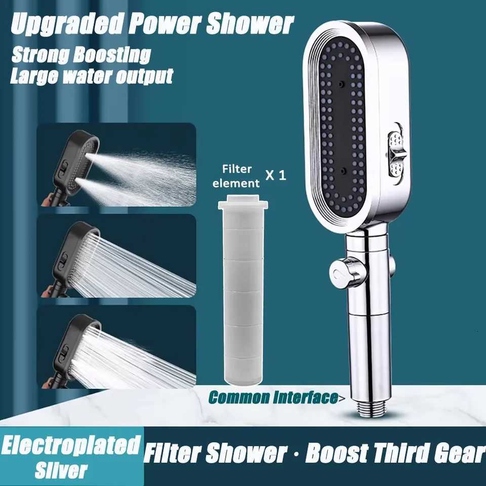 3 In 1 High Pressure Shower With Filter Handheld Adjustable Button Bathro Shower Water Saving Bathro Accessories Y251103