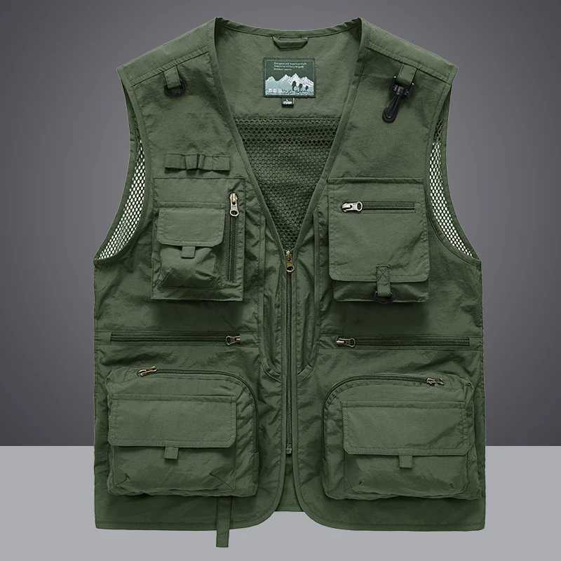 Waistcoat Vest Jacket Men Multi-Pocket Classic Male Sleeveless Coat Outdoor Photographer Fishing Jackets Vest Travel Clothes X250403