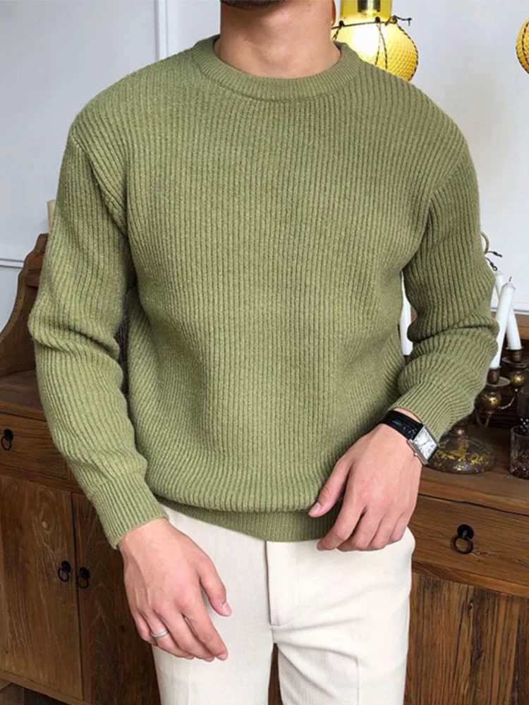 Leisure Knitting Sweaters For Mens Fall Winter Casual Texture Knit Bottoming T Shirt Fashionable Solid Color Crew Neck SweaterT251103