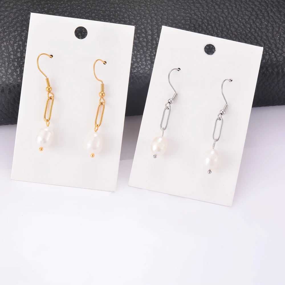 Fashionable Irregular Natural Pearl Stainless Steel Womens Stud Earrings Perforated Jewelry Y250401