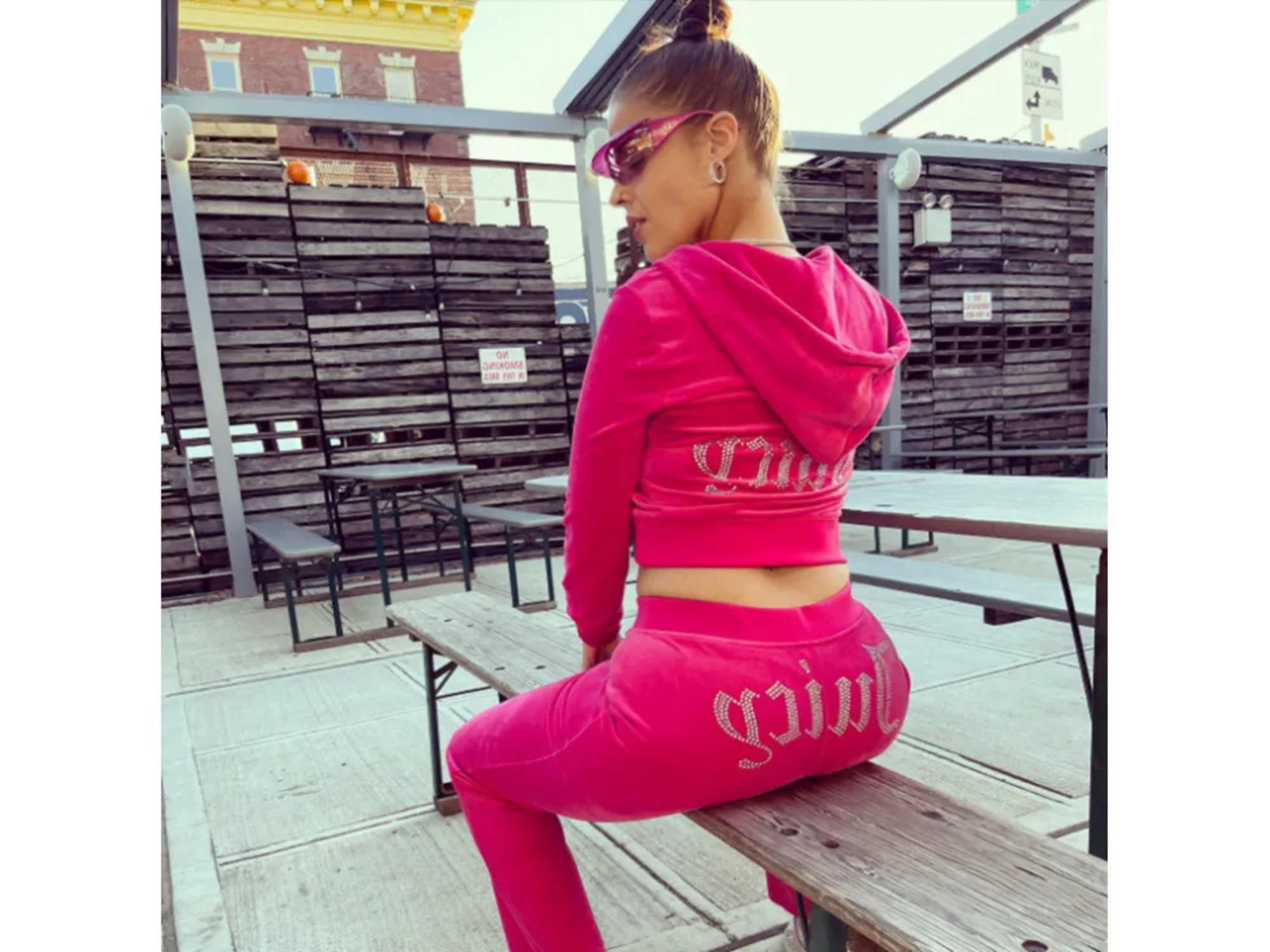 Juicy Tracksuit Womens 2-Piece Hoodie Pants Set White Zipper Sweatshirt and Joggers - Designer Luxury Fashion Couture Activewear C260312