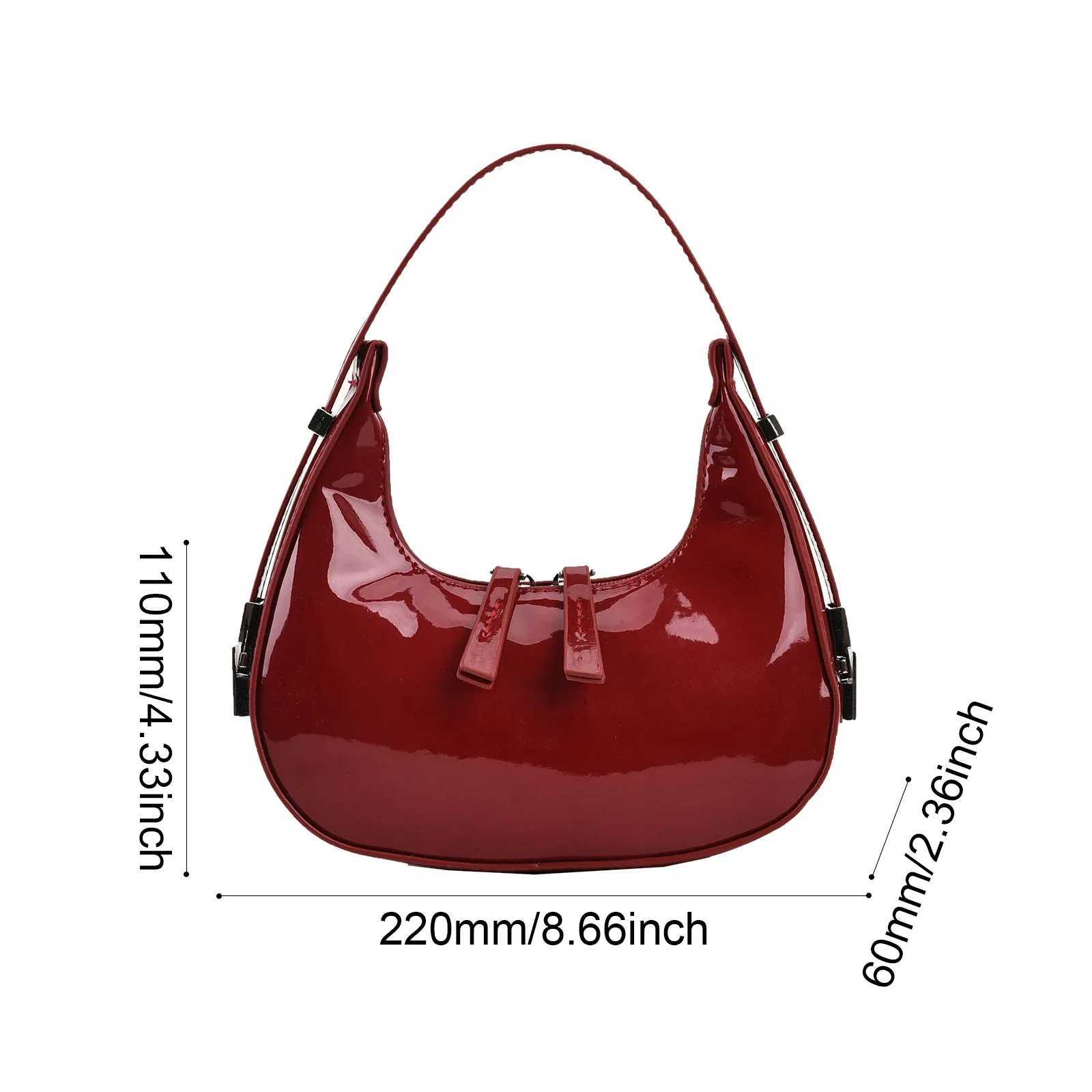 Half Moon Bag Vintage PU Leather Small Shoulder Bag for Women Girls Hobo Handbag Luxury Retro Red Ladies Armpit Purses TotesC250401
