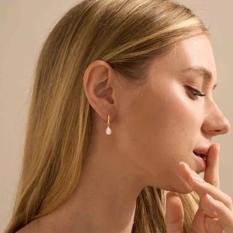 18K Gold Plated Stainless Steel Pearl Dangle Earrings for Women Mom Trendy Waterdop Pearls Hypoallergenic Earring Jewelry gifts C251103