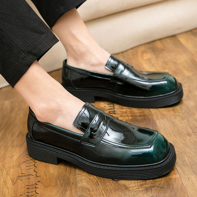2024 Men's Large Size New Casual Leather Fashion British Style Business Dress Shoes Set Foot Square