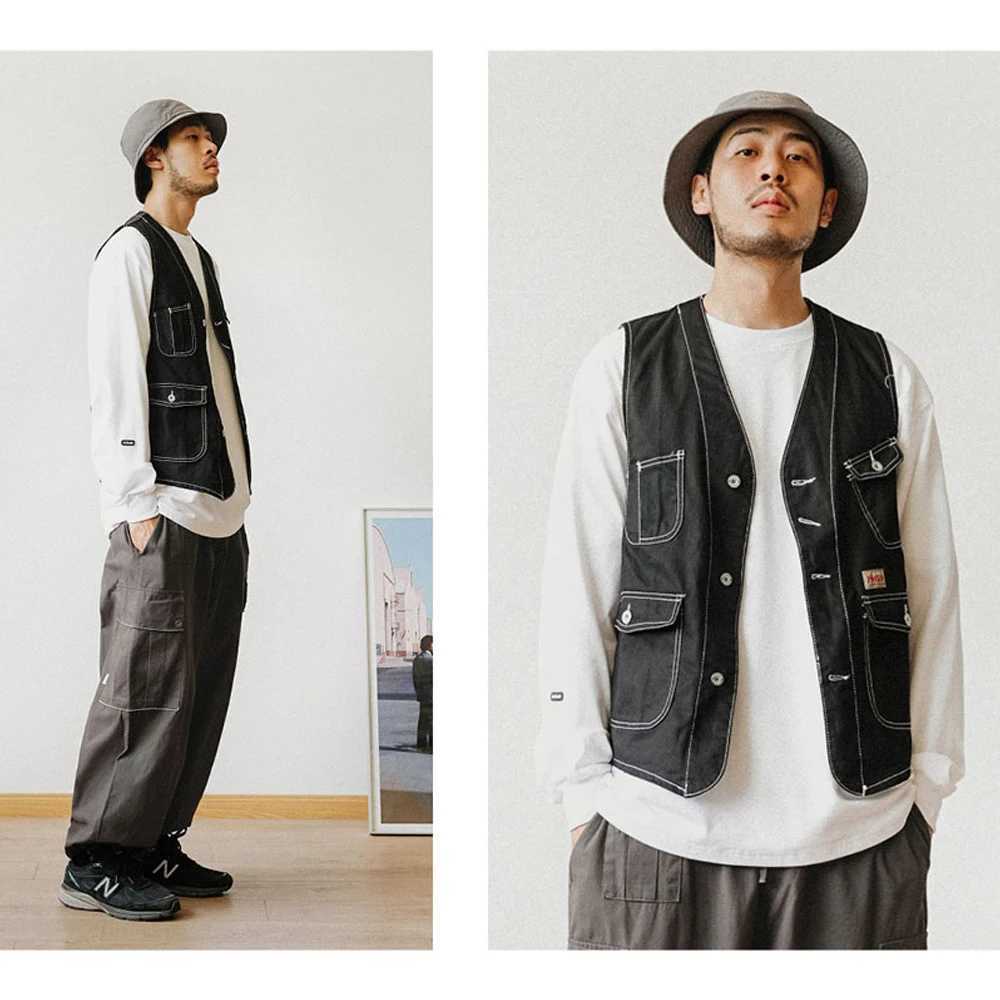 Multi Pocket Cargo Vest Mens Safari Style Photography Vests Streetwear Sleeveless Jacket for Men X250403
